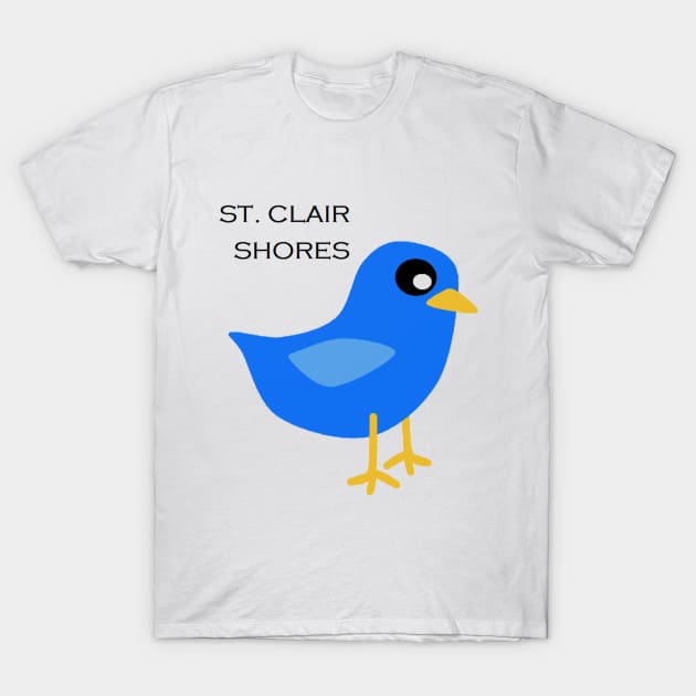 St. Clair Shores Blue Bird T-Shirt by onestarguitar